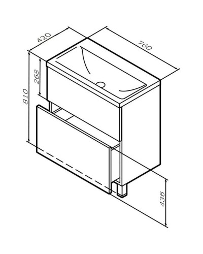 Комплект мебели графит матовый 80 см Am.Pm Gem M90FSX07522GM32 + M90WCC0752WG + M91AMOX0801WG