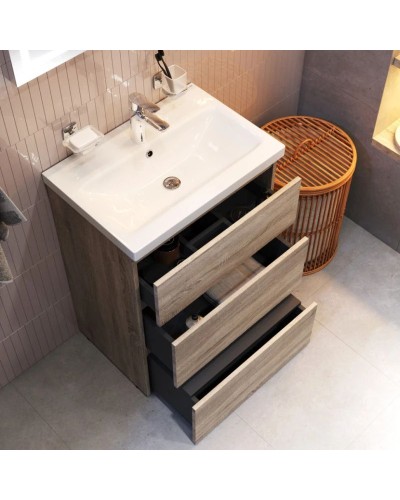 Комплект мебели светлый дуб 65 см Am.Pm Gem M91FSX0602OF + M90WCC0602WG + M91AMOX0651WG