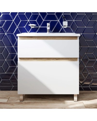 Комплект мебели белый глянец 100 см Am.Pm X-Joy M85AFSX1002WG + M85AWCC1002WG + M91AMOX1003WG