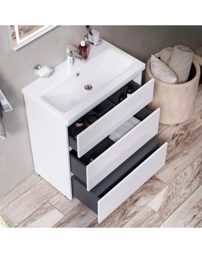 Комплект мебели белый глянец 80 см Am.Pm Gem M91FSX0752WG + M90WCC0752WG + M91AMOX0801WG