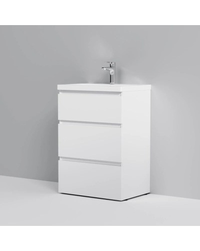 Комплект мебели белый глянец 65 см Am.Pm Gem M91FSX0602WG + M90WCC0602WG + M91AMOX0651WG