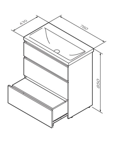 Комплект мебели графит матовый 80 см Am.Pm Gem S M91FSX0752GM + M90WCC0752WG + M91AMOX0801WG