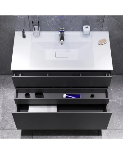 Комплект мебели графит матовый 100,8 см Am.Pm Inspire 2.0 M50AFHX1003GM + M50AWPX1001WG + M50AMOX1001SA