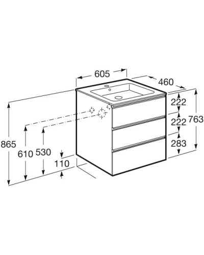 Комплект мебели белый глянец 60,5 см Roca The Gap 857552806 + 32799E000 + ZRU9302688