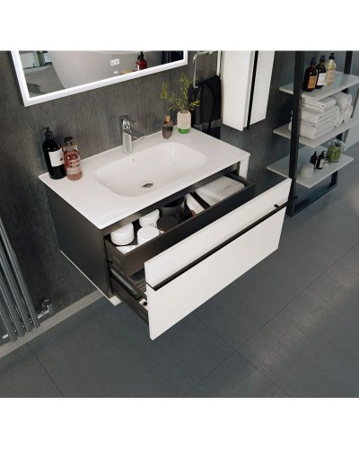 Комплект мебели белый глянец/черный 80 см Roca Aneto 857430806 + 32799C000 + 812363000