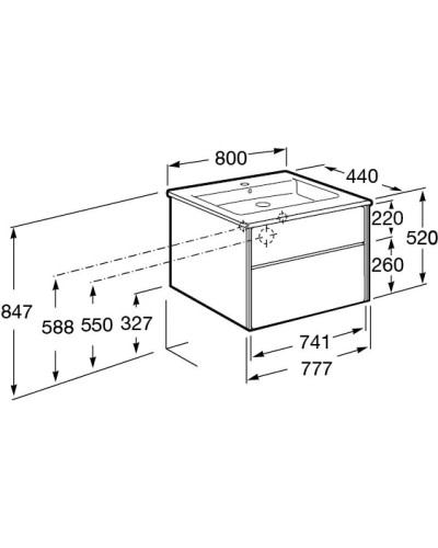 Комплект мебели белый глянец/антрацит 80 см Roca Ronda ZRU9302965 + 327470000 + ZRU9302970