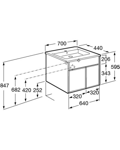 Комплект мебели белый глянец 70 см Roca Up ZRU9303011 + 327471000 + ZRU9303016