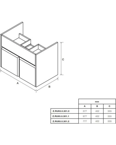 Комплект мебели белый глянец 60 см Roca Up ZRU9303010 + 327472000 + ZRU9303015