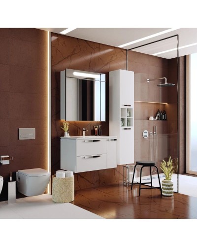 Комплект мебели белый глянец 80 см Roca Lago 857296806 + 32799C000 + ZRU9000033