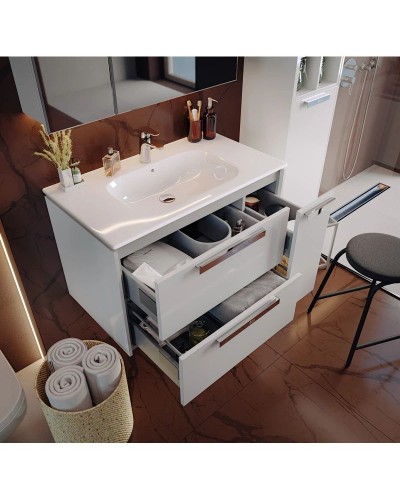 Комплект мебели белый глянец 80 см Roca Lago 857296806 + 32799C000 + ZRU9000033