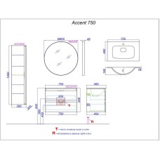 Комплект мебели белый глянец 75,5 см Aqwella 5 Stars Accent ACC0175W + Mal.75.04.D + RM0208W
