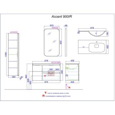 Комплект мебели дуб золотой 91,8 см Aqwella 5 Stars Accent ACC0109RDZ + Mal.09.04.D-R + RM0205BLK