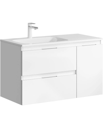 Комплект мебели белый глянец 91,8 см Aqwella 5 Stars Accent ACC0109LW + Mal.09.04.D-L + RM0205W