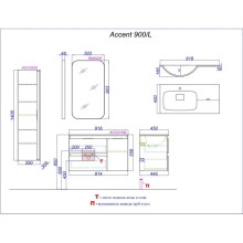 Комплект мебели белый глянец 91,8 см Aqwella 5 Stars Accent ACC0109LW + Mal.09.04.D-L + RM0205W