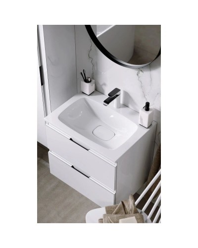 Комплект мебели белый глянец 60,8 см Aqwella 5 Stars Accent ACC0106W + Mal.06.04.D + RM0206BLK