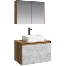 Комплект мебели дуб балтийский/ бетон светлый 80 см Aqwella 5 Stars Mobi MOB0108DB + MOB0708BS + 641945 + MOB0408 + MOB0717DB