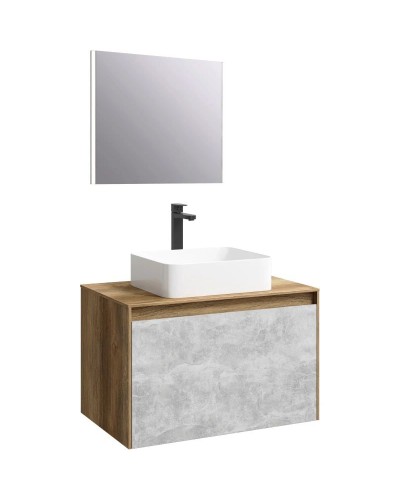 Комплект мебели дуб балтийский/ бетон светлый 80 см Aqwella 5 Stars Mobi MOB0108DB + MOB0708BS + 4640021064269 + SM0208