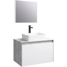 Комплект мебели бетон светлый/ белый глянец 80 см Aqwella 5 Stars Mobi MOB0108BS + MOB0708W + 641945 + SM0208