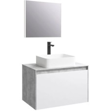 Комплект мебели бетон светлый/ белый глянец 80 см Aqwella 5 Stars Mobi MOB0108BS + MOB0708W + 4640021064269 + SM0208