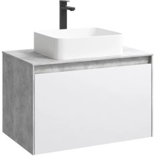 Комплект мебели бетон светлый/ белый глянец 80 см Aqwella 5 Stars Mobi MOB0108BS + MOB0708W + 4640021064269 + SM0208