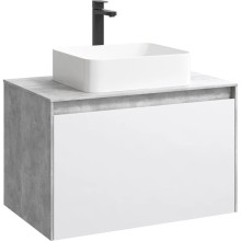 Комплект мебели бетон светлый/ белый глянец 80 см Aqwella 5 Stars Mobi MOB0108BS + MOB0708W + 4640021064269 + MOB0408 + MOB0717BS