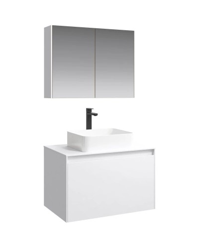 Комплект мебели белый глянец 80 см Aqwella 5 Stars Mobi MOB0108W + MOB0708W + 641945 + MOB0408 + MOB0717W