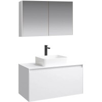 Комплект мебели белый глянец 100 см Aqwella 5 Stars Mobi MOB0110W + MOB0710W + 641945 + MOB0410 + MOB0717W