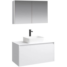 Комплект мебели белый глянец 100 см Aqwella 5 Stars Mobi MOB0110W + MOB0710W + 641945 + MOB0410 + MOB0717W