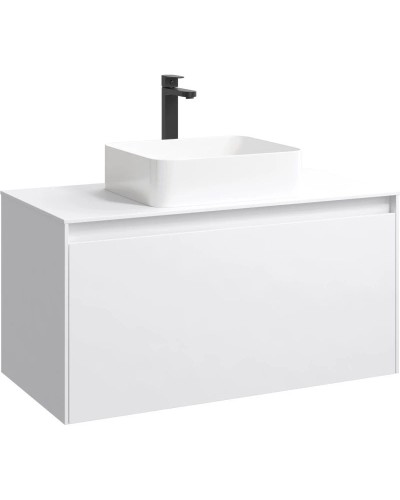 Комплект мебели белый глянец 100 см Aqwella 5 Stars Mobi MOB0110W + MOB0710W + 641945 + MOB0410 + MOB0717W