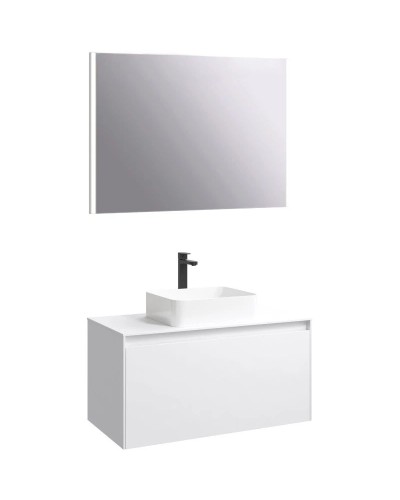 Комплект мебели белый глянец 100 см Aqwella 5 Stars Mobi MOB0110W + MOB0710W + 4640021064269 + SM0210