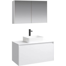 Комплект мебели белый глянец 100 см Aqwella 5 Stars Mobi MOB0110W + MOB0710W + 4640021064269 + MOB0410 + MOB0717W