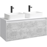 Комплект мебели белый глянец/ бетон светлый 120 см Aqwella 5 Stars Mobi MOB0112W + MOB0712BS + 641945 + 641945 + SM0210