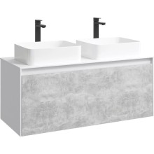 Комплект мебели белый глянец/ бетон светлый 120 см Aqwella 5 Stars Mobi MOB0112W + MOB0712BS + 641945 + 641945 + SM0210