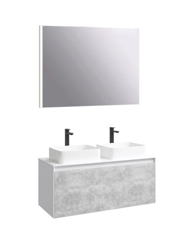 Комплект мебели белый глянец/ бетон светлый 120 см Aqwella 5 Stars Mobi MOB0112W + MOB0712BS + 4640021064269 + 4640021064269 + SM0210