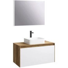 Комплект мебели дуб балтийский/ белый глянец 100 см Aqwella 5 Stars Mobi MOB0110DB + MOB0710W + 641945 + SM0210