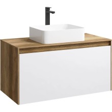 Комплект мебели дуб балтийский/ белый глянец 100 см Aqwella 5 Stars Mobi MOB0110DB + MOB0710W + 4640021064269 + SM0210