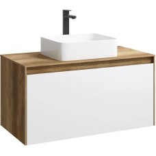 Комплект мебели дуб балтийский/ белый глянец 100 см Aqwella 5 Stars Mobi MOB0110DB + MOB0710W + 4640021064269 + SM0210