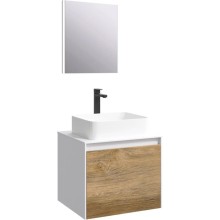 Комплект мебели белый глянец/ дуб балтийский 61 см Aqwella 5 Stars Mobi MOB0106W + MOB0706DB + 641945 + SM0206