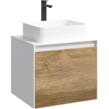 Комплект мебели белый глянец/ дуб балтийский 61 см Aqwella 5 Stars Mobi MOB0106W + MOB0706DB + 641945 + MOB0406 + MOB0717W