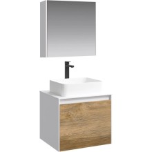 Комплект мебели белый глянец/ дуб балтийский 61 см Aqwella 5 Stars Mobi MOB0106W + MOB0706DB + 641945 + MOB0406 + MOB0717W