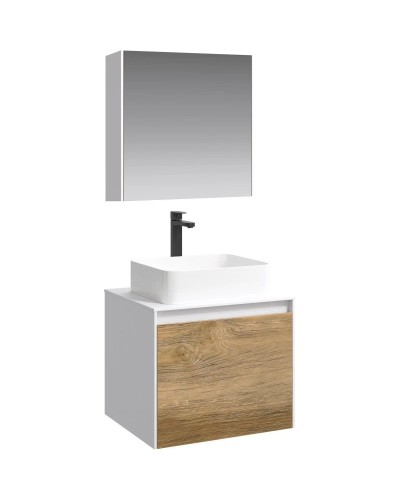 Комплект мебели белый глянец/ дуб балтийский 61 см Aqwella 5 Stars Mobi MOB0106W + MOB0706DB + 641945 + MOB0406 + MOB0717W