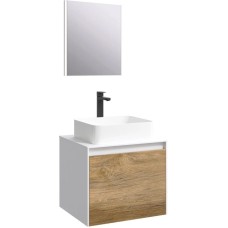 Комплект мебели белый глянец/ дуб балтийский 61 см Aqwella 5 Stars Mobi MOB0106W + MOB0706DB + 4640021064269 + SM0206