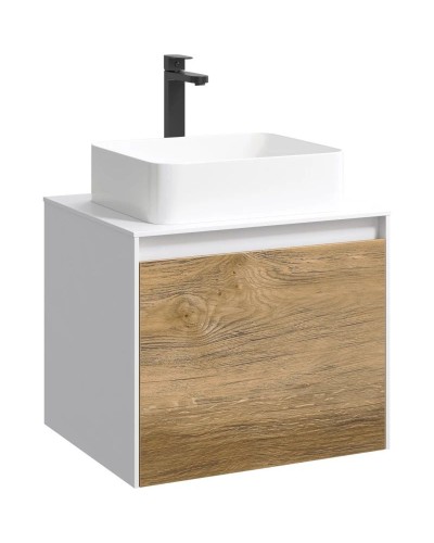 Комплект мебели белый глянец/ дуб балтийский 61 см Aqwella 5 Stars Mobi MOB0106W + MOB0706DB + 4640021064269 + SM0206