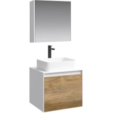 Комплект мебели белый глянец/ дуб балтийский 61 см Aqwella 5 Stars Mobi MOB0106W + MOB0706DB + 4640021064269 + MOB0406 + MOB0717W