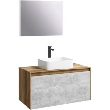 Комплект мебели дуб балтийский/ бетон светлый 100 см Aqwella 5 Stars Mobi MOB0110DB + MOB0710BS + 641945 + SM0210