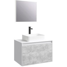 Комплект мебели белый глянец/ бетон светлый 80 см Aqwella 5 Stars Mobi MOB0108W + MOB0708BS + 641945 + SM0208