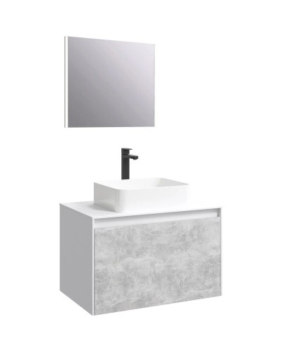 Комплект мебели белый глянец/ бетон светлый 80 см Aqwella 5 Stars Mobi MOB0108W + MOB0708BS + 641945 + SM0208