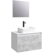 Комплект мебели белый глянец/ бетон светлый 80 см Aqwella 5 Stars Mobi MOB0108W + MOB0708BS + 4640021064269 + SM0208