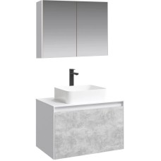 Комплект мебели белый глянец/ бетон светлый 80 см Aqwella 5 Stars Mobi MOB0108W + MOB0708BS + 4640021064269 + MOB0408 + MOB0717W