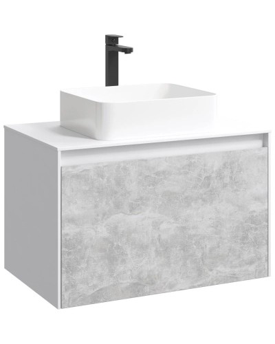 Комплект мебели белый глянец/ бетон светлый 80 см Aqwella 5 Stars Mobi MOB0108W + MOB0708BS + 4640021064269 + MOB0408 + MOB0717W